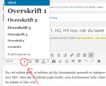 Overskriftskoder i wordpress