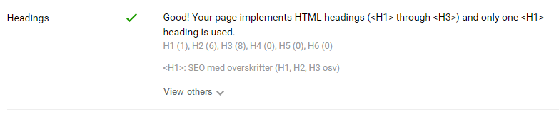 SEO overskrifter - test dine H-koder med SEo quake
