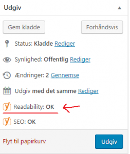 Readability i Yoast SEO - se din readability score